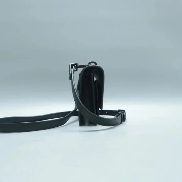 100% Authentic SAINT LAURENT Sunset Mini Black Leather Shoulder Bag 1294-101724 - Picture 4 of 12